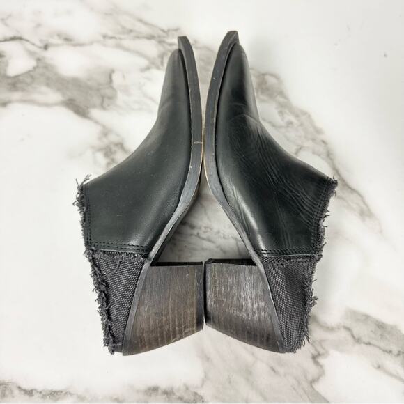 Free People Black Leather Fringe Pointed Cowgirl Slip On Mules Booties Size 36/6 - Picture 9 of 12